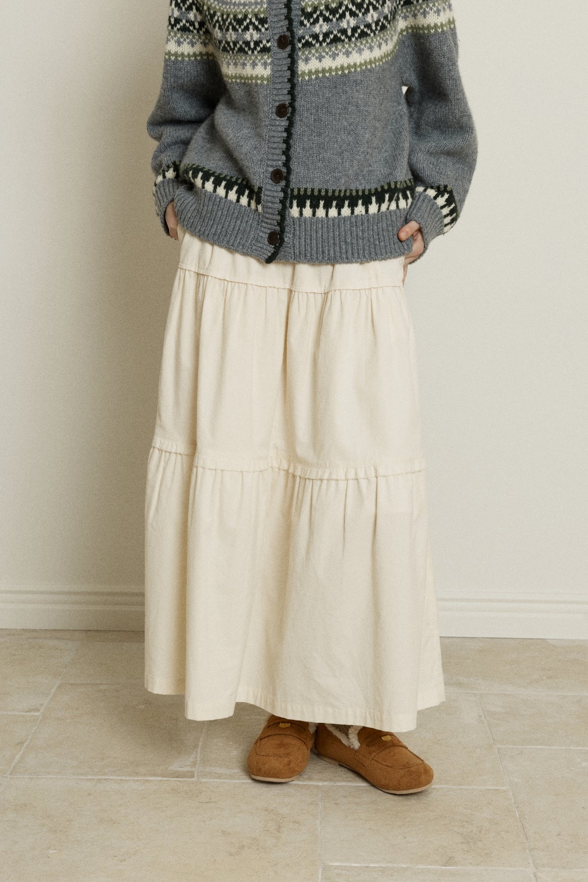 【YOONA同款】 CORDUROY VOLUME PINTUCK SKIRT
