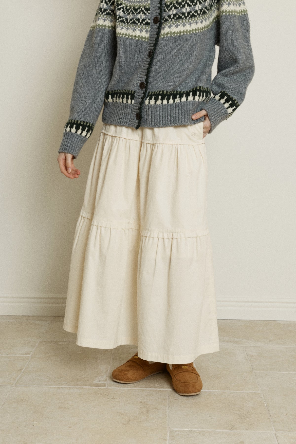 【YOONA同款】 CORDUROY VOLUME PINTUCK SKIRT