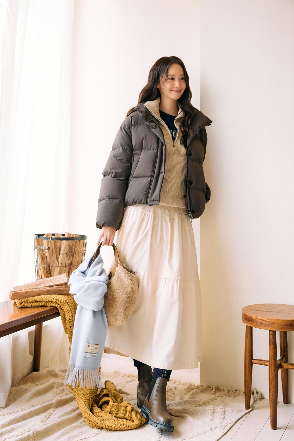 【YOONA同款】 CORDUROY VOLUME PINTUCK SKIRT