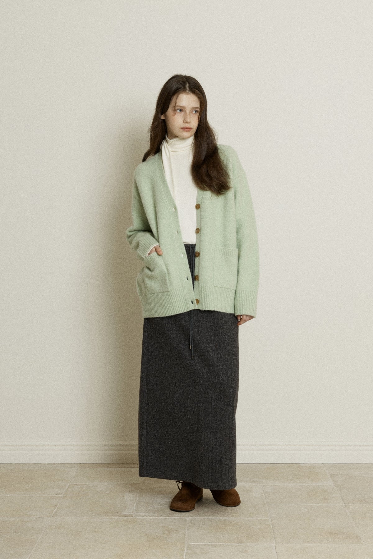 【YOONA同款】 KNIT JERSEY LONG SKIRT