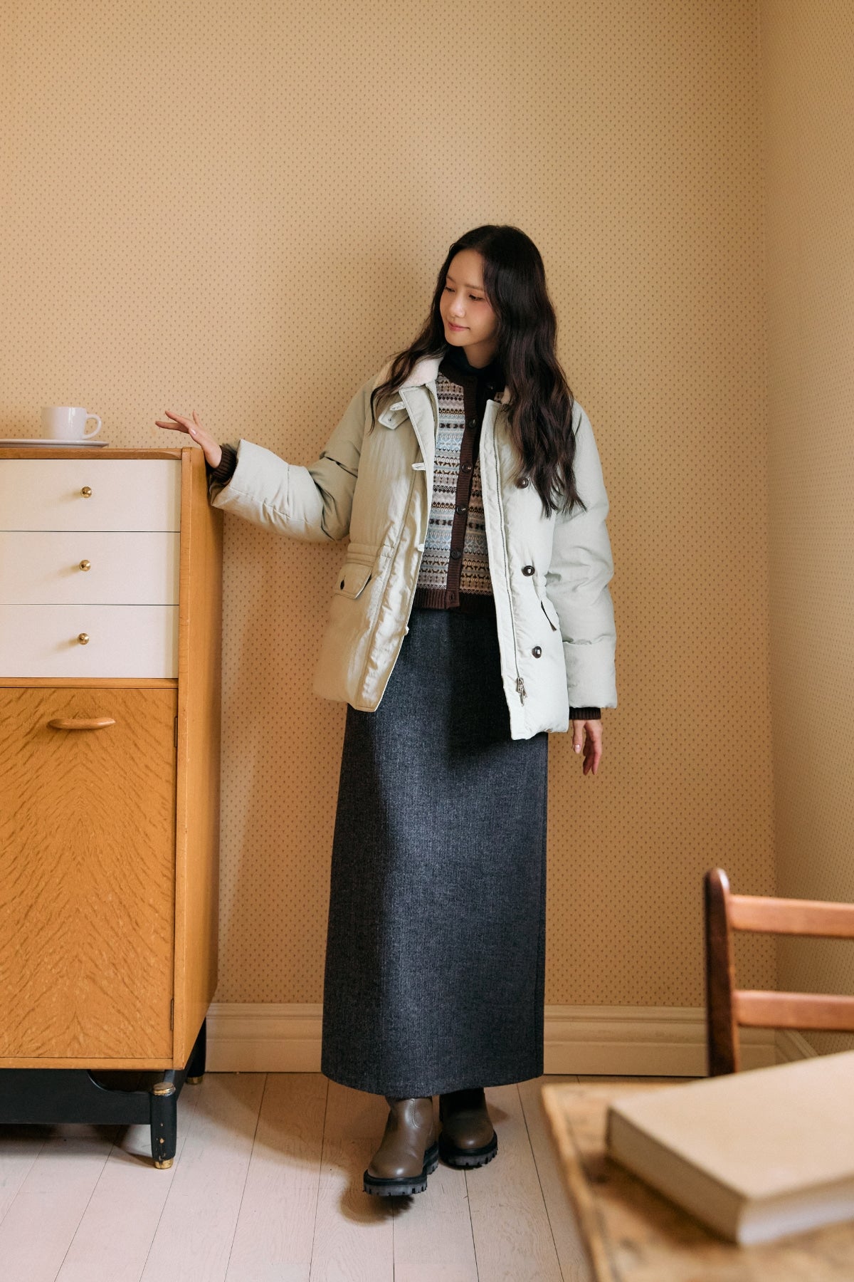 【YOONA同款】 KNIT JERSEY LONG SKIRT