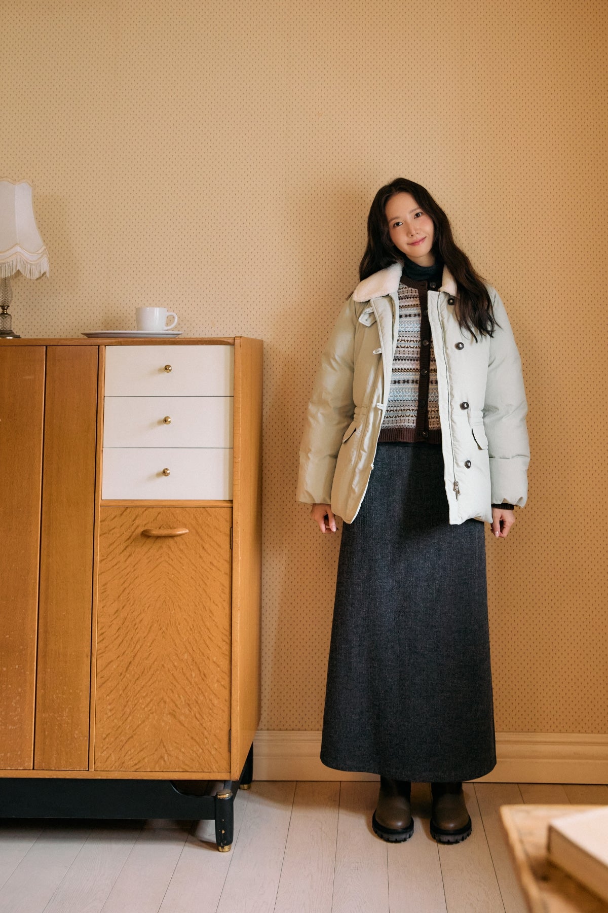 【YOONA同款】 KNIT JERSEY LONG SKIRT
