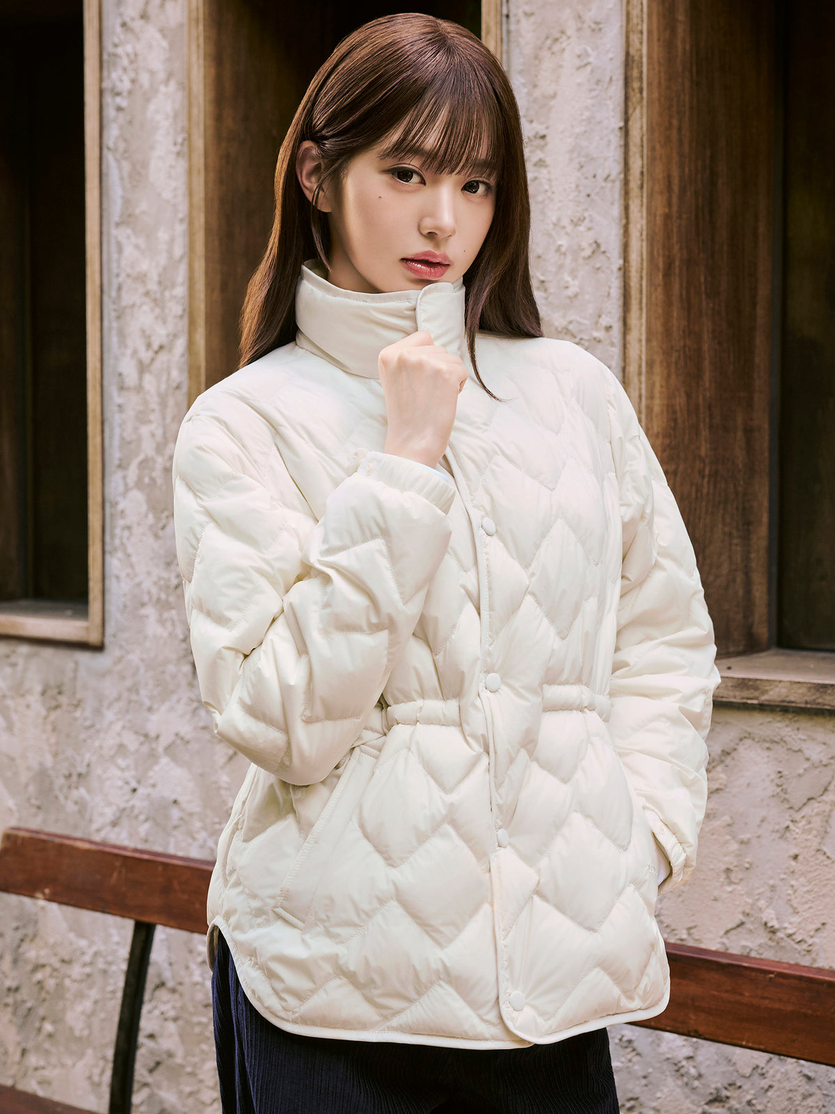 EIDER THERMOLOCK SLIM BLEND MIDDLE PADDING JACKET Cream