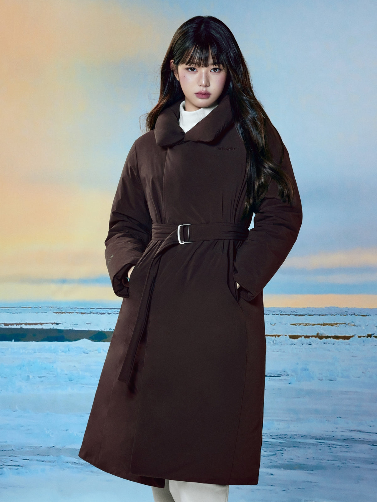 EIDER LA BELLE W/S CASHMERE LONG COAT DOWN JACKET Brown