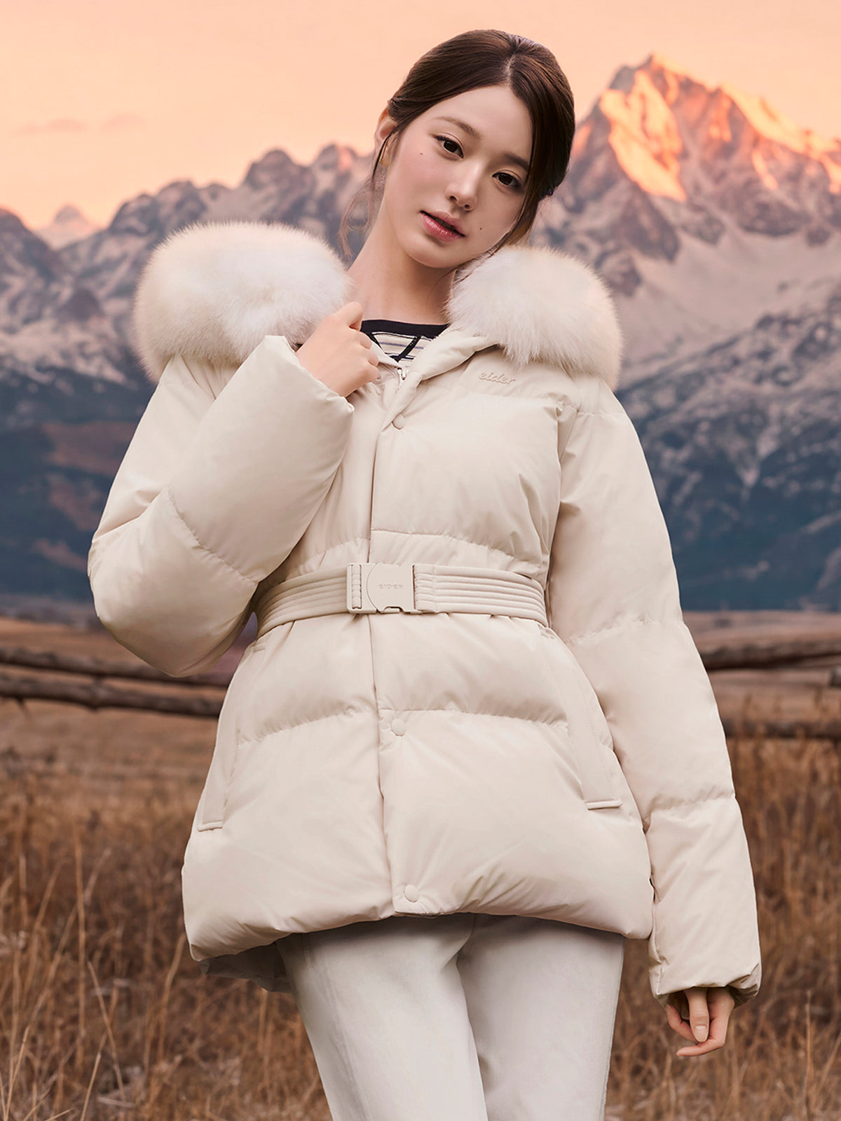EIDER MONGLIT FOX MIDDLE GOOSE DOWN JACKET OATMEAL