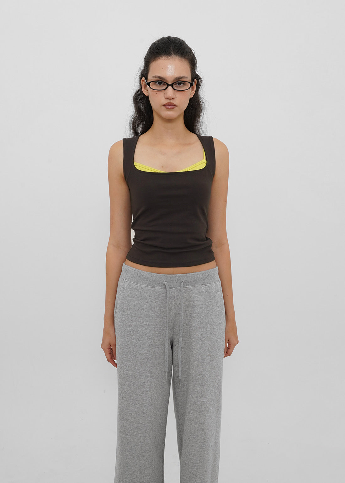 STRETCH COTTON WIDE SQUARE NECK TANK 8