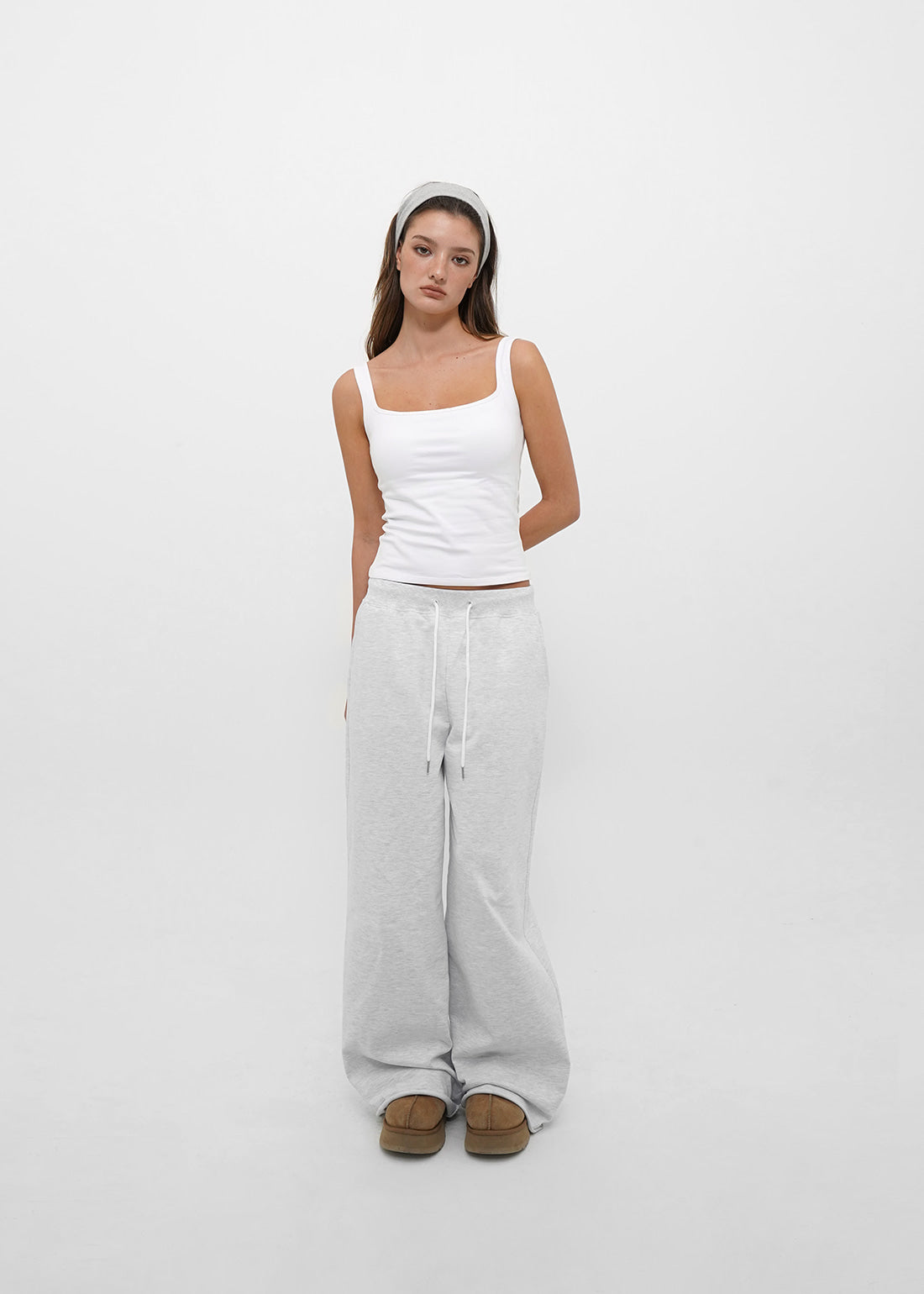 MID SWEAT CUTTING WIDE PANTS - 3 COLORS 8