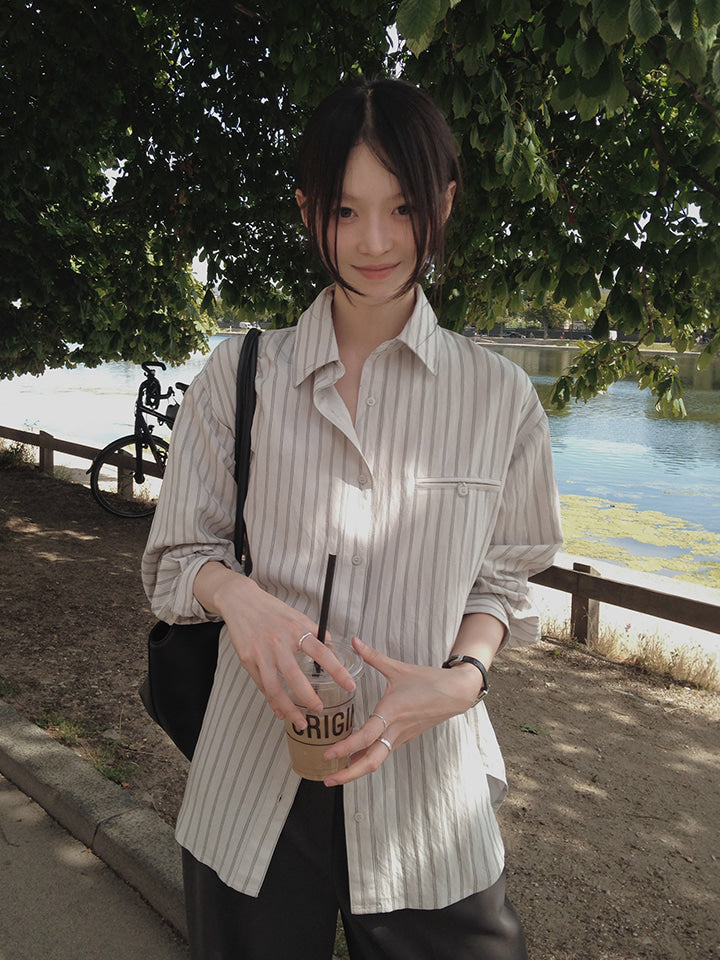 MOMA MINIMAL STRIPE POCKET SHIRT - 2 COLORS