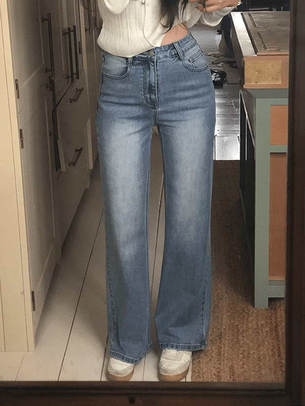 B CLASSIC STRAIGHT DENIM PANTS - 2 COLORS