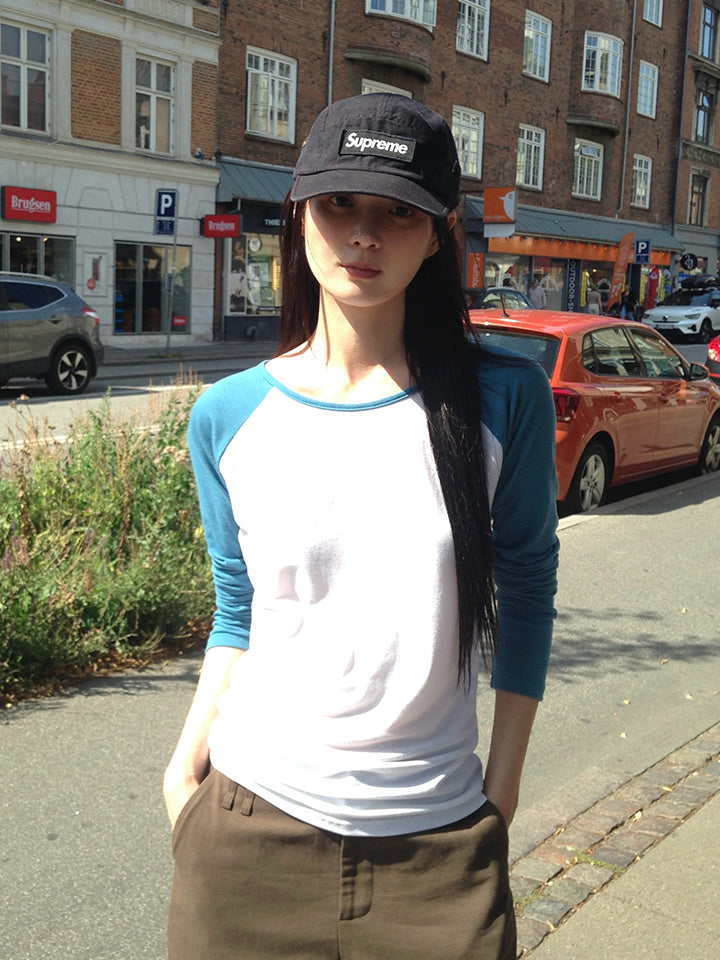 TWO-L COLOR-BLOCK RAGLAN TEE - 5 COLORS