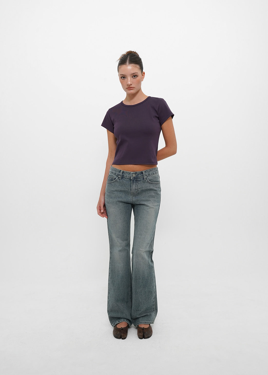 WASHING LOW SLIM BOOTS-CUT JEANS - 2 COLORS 1