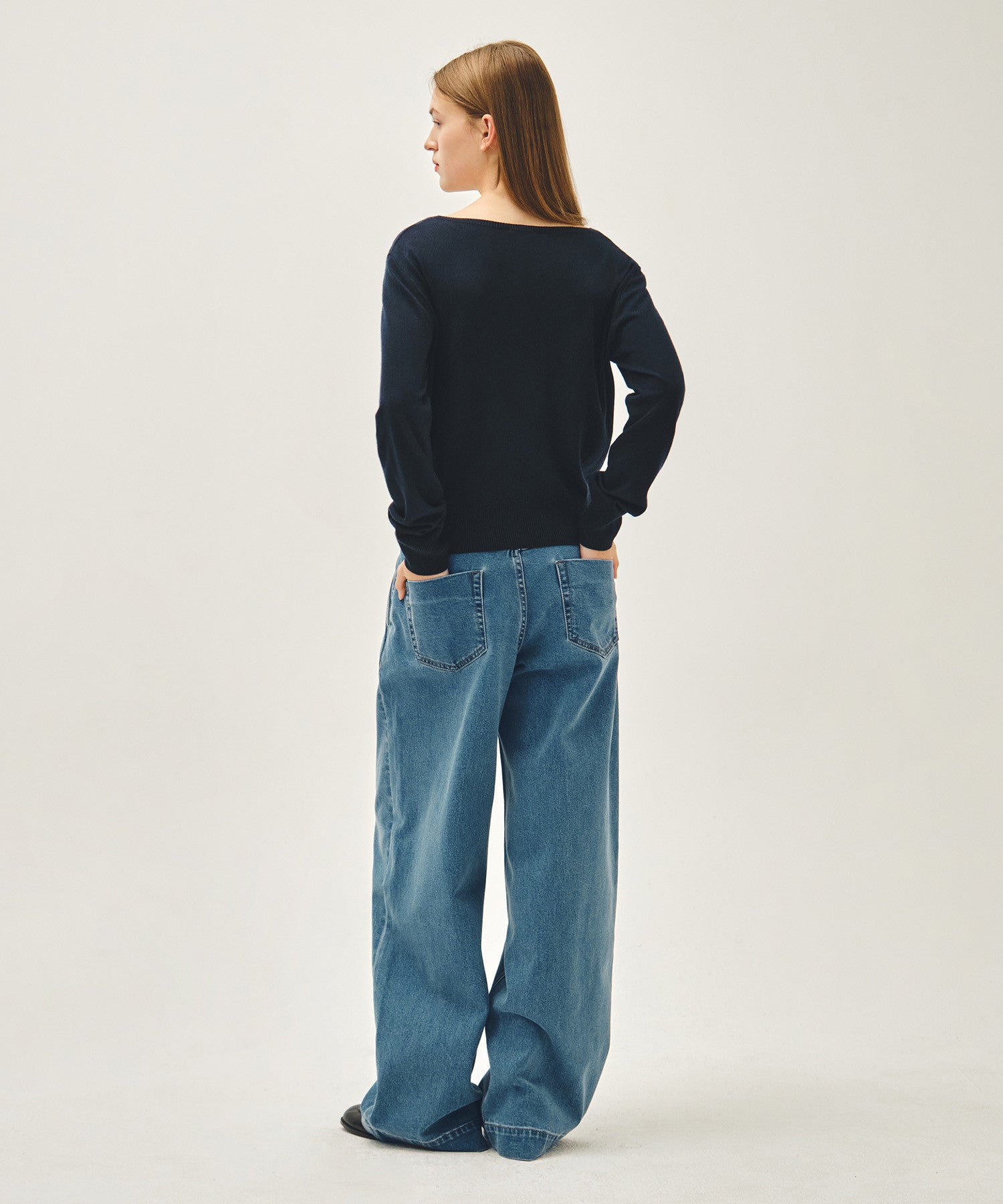 W LOW WAIST TUCK WIDE DENIM PANTS - 2 colors #高允真同款!