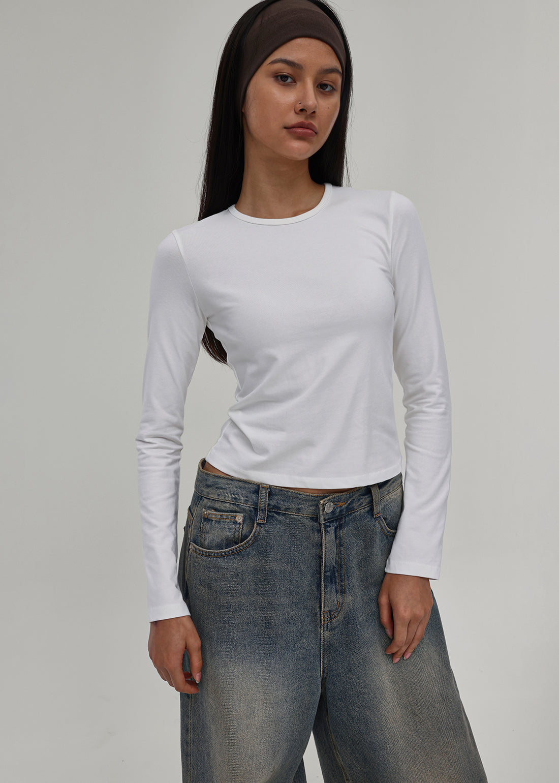 BASIC COTTON MODAL LONG SLEEVE TEE 1