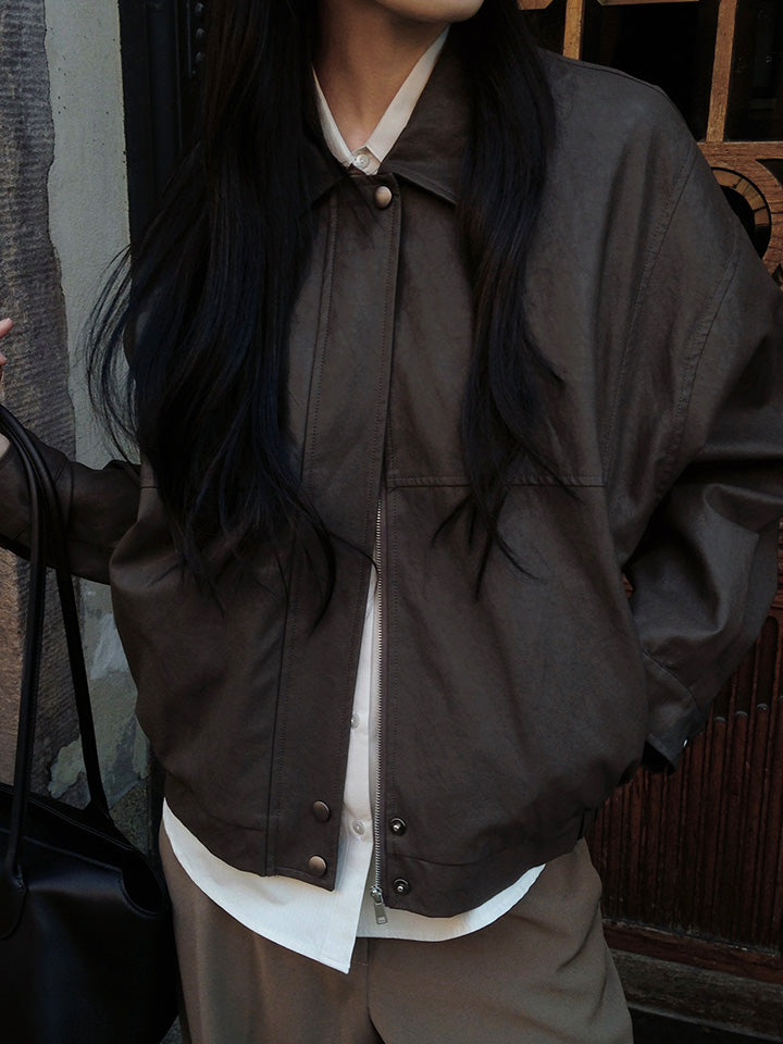 NOTE SOFT LEATHER BLOUSON - 2 COLORS