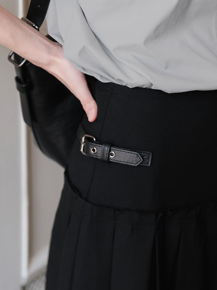 PREMIUM BELTED PLEATS SKIRT - 2 COLORS