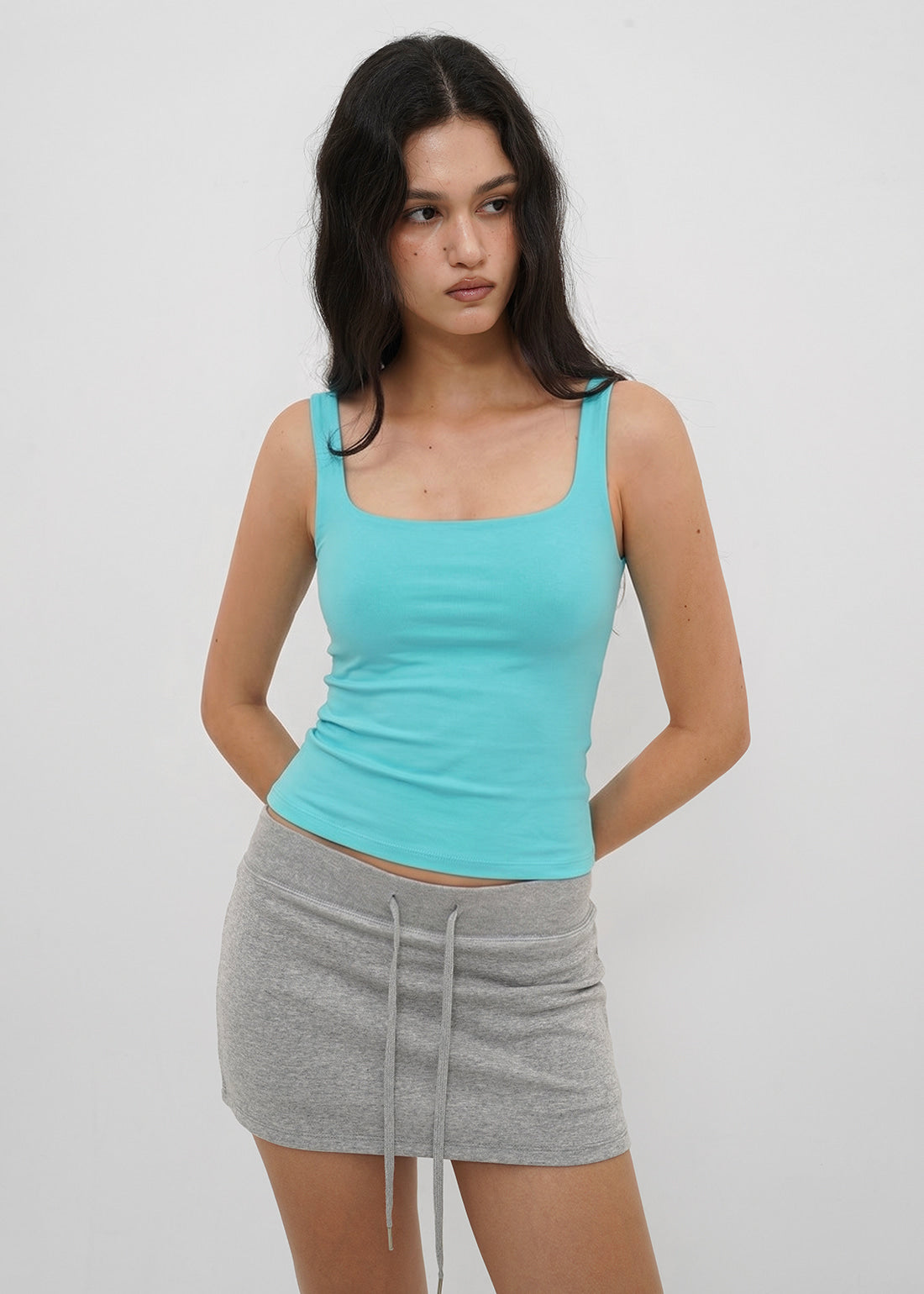 BASIC COTTON SPAN SQUARE NECK TANK 19