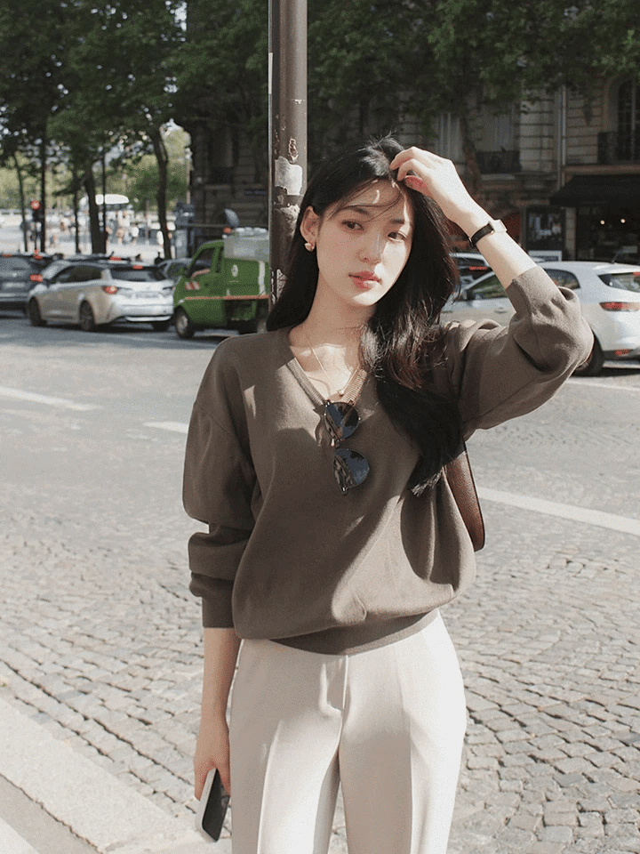 SEED FIRM-SOFT KNIT V-NECK