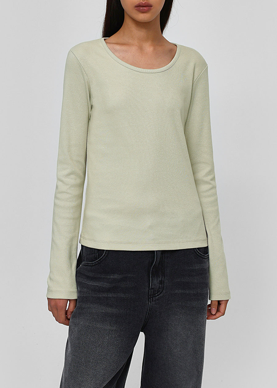 U-NECK SOLID LONG SLEEVE TEE 2
