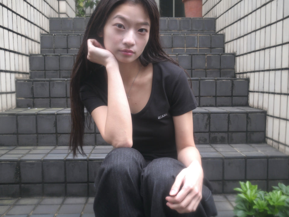 ASON PLAIN SLIM TEE BLACK