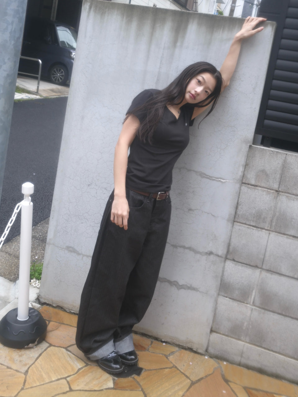 ASON PLAIN SLIM TEE BLACK