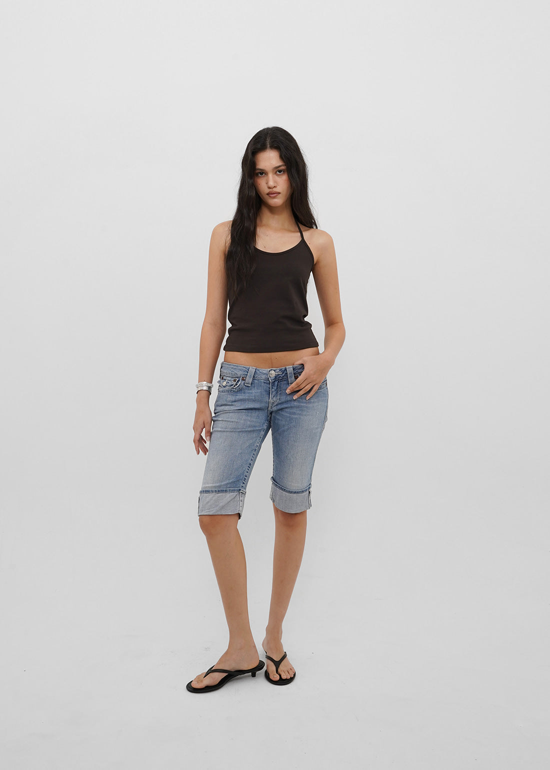 STRETCH COTTON STRAP HALTER TANK 4