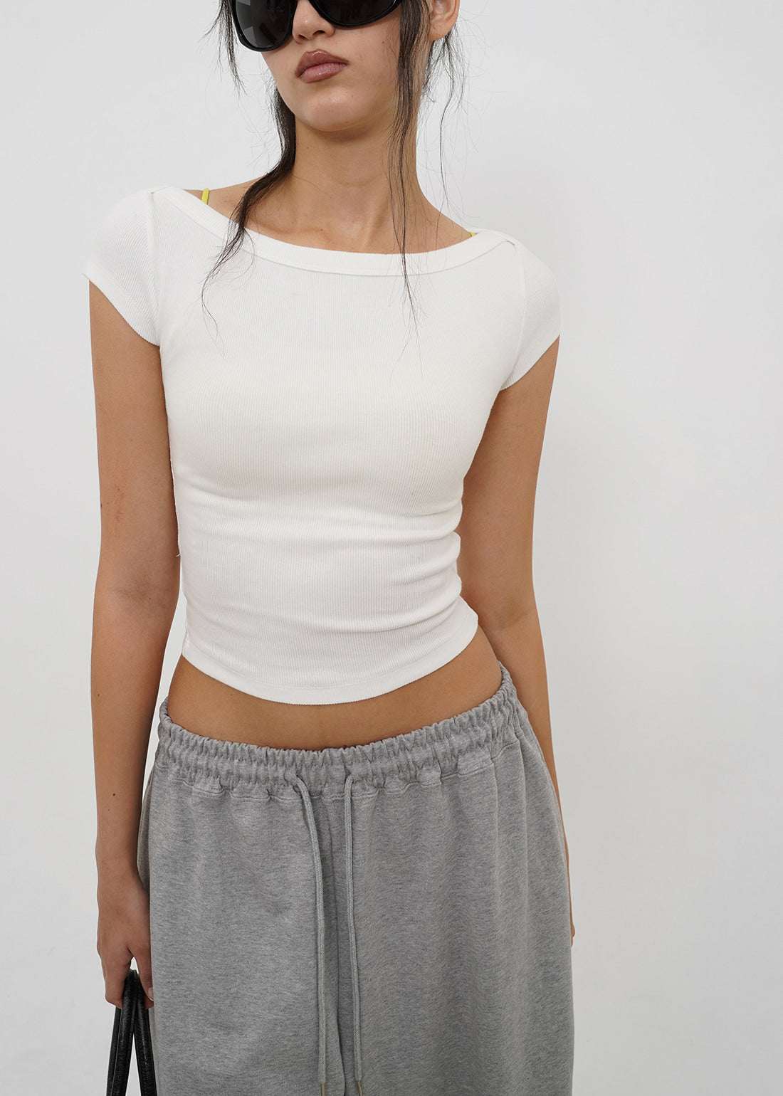 BASIC RIBBED BOAT NECK SHORT SLEEVE TEE 9