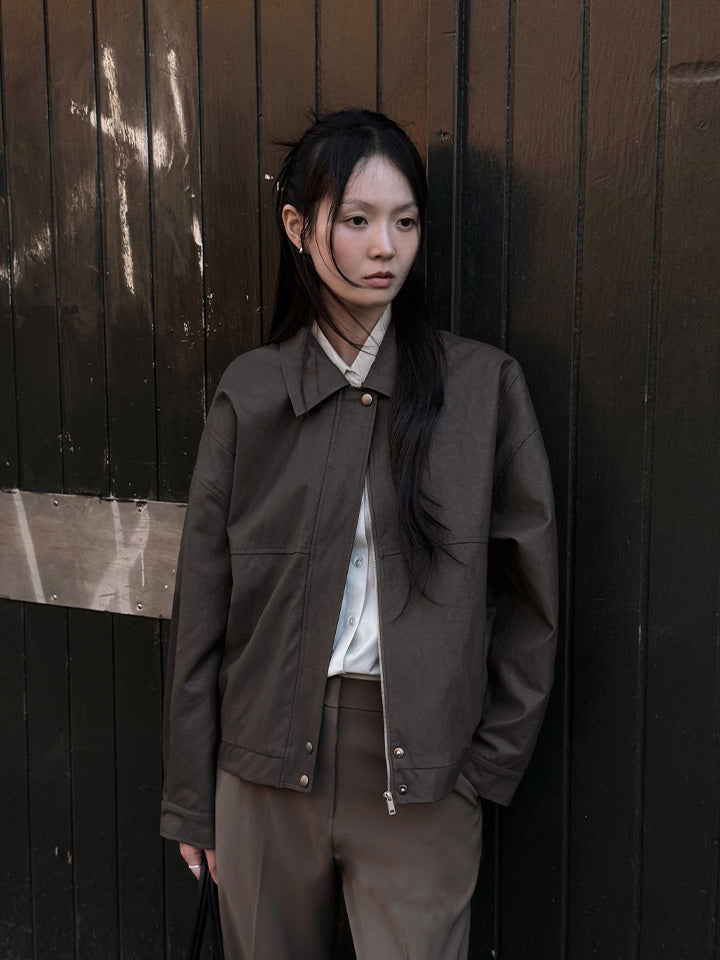 NOTE SOFT LEATHER BLOUSON - 2 COLORS