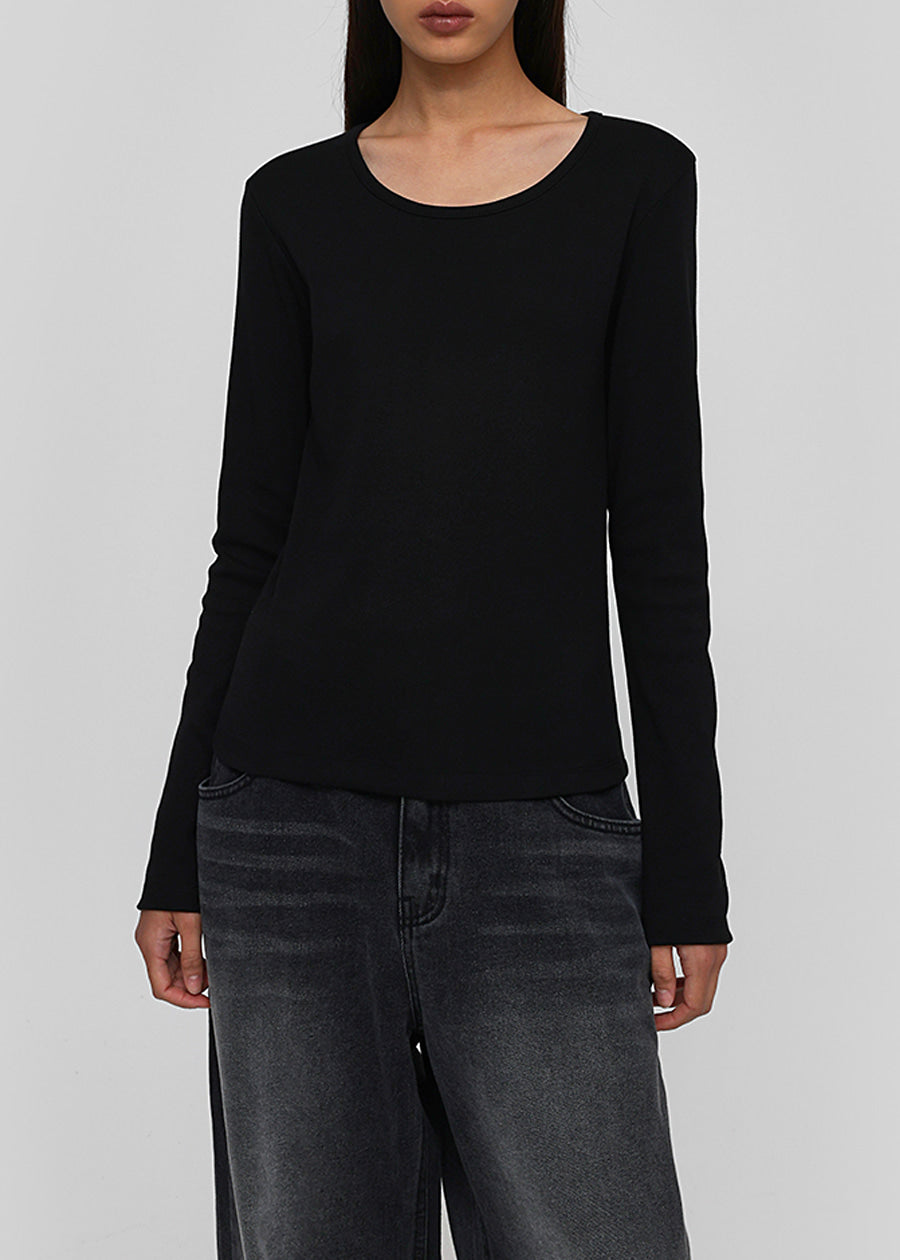 U-NECK SOLID LONG SLEEVE TEE 1