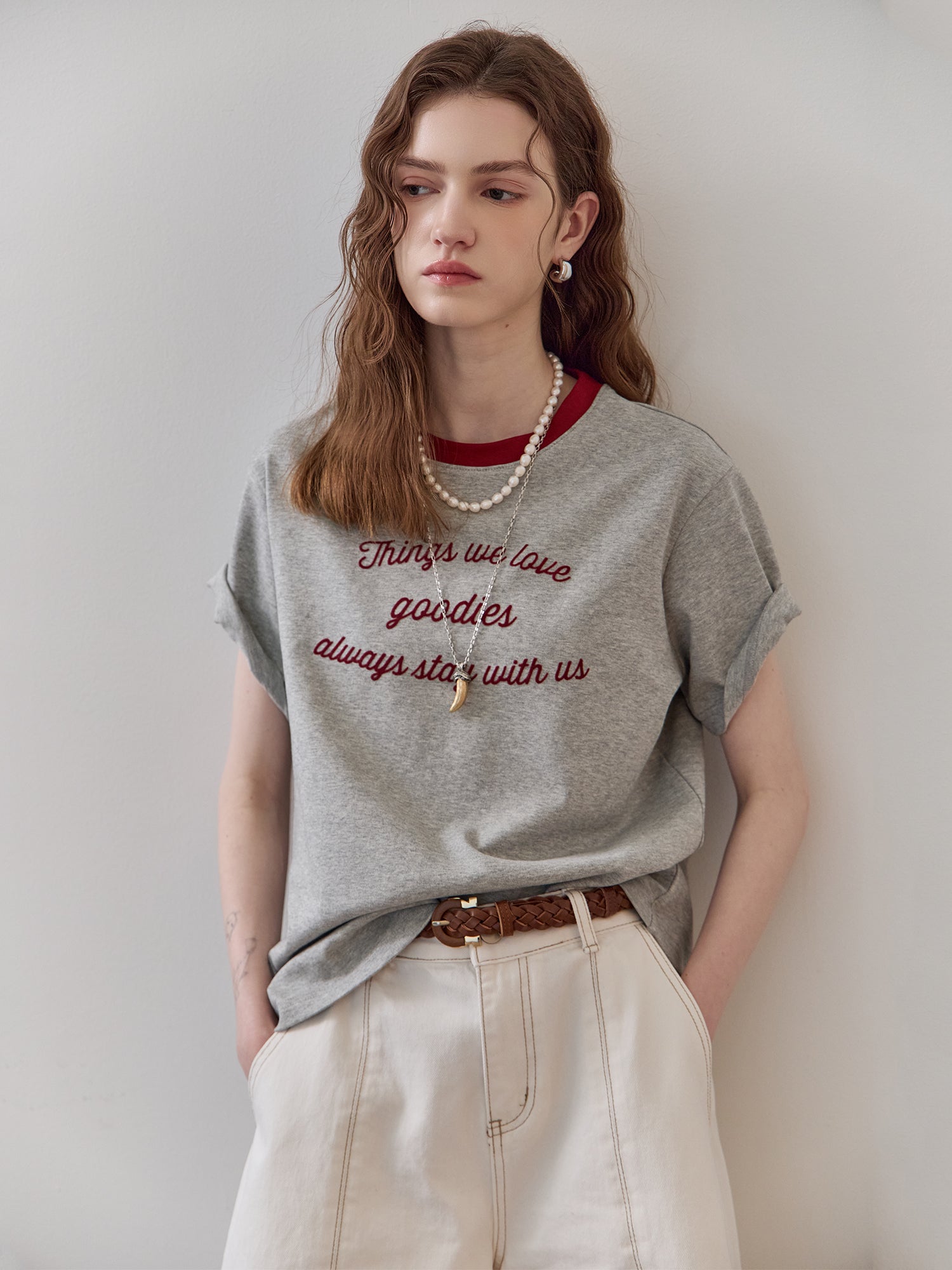 COLOR BLOCK LETTERING T-SHIRT - Navy