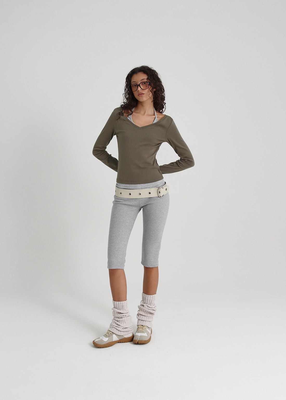 SOFT COTTON V-NECK LONG SLEEVE TEE 6