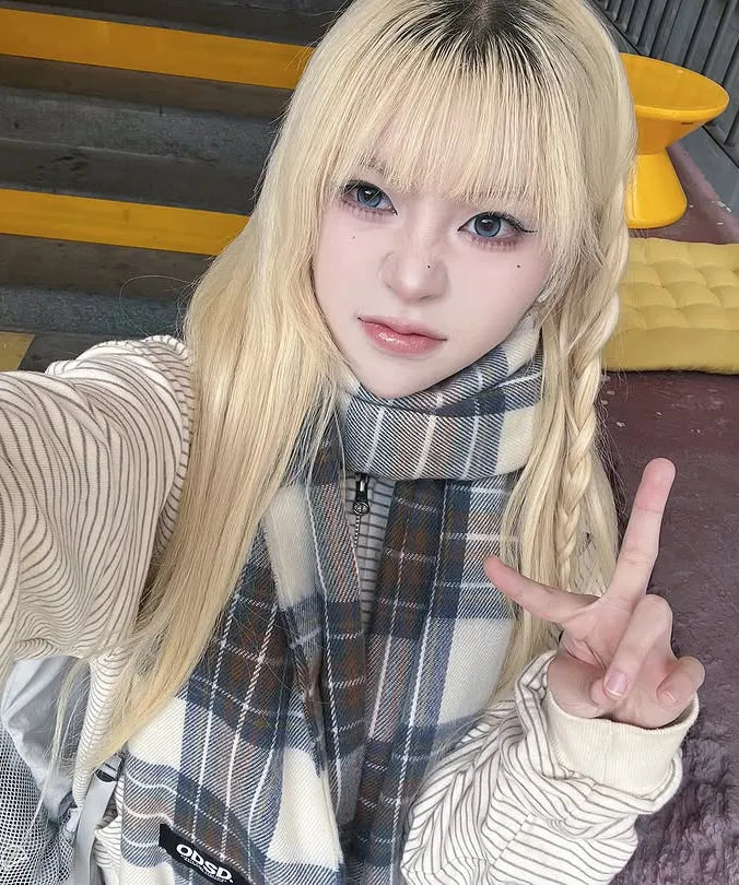 Basic Knit Check Muffler - 32 Colors