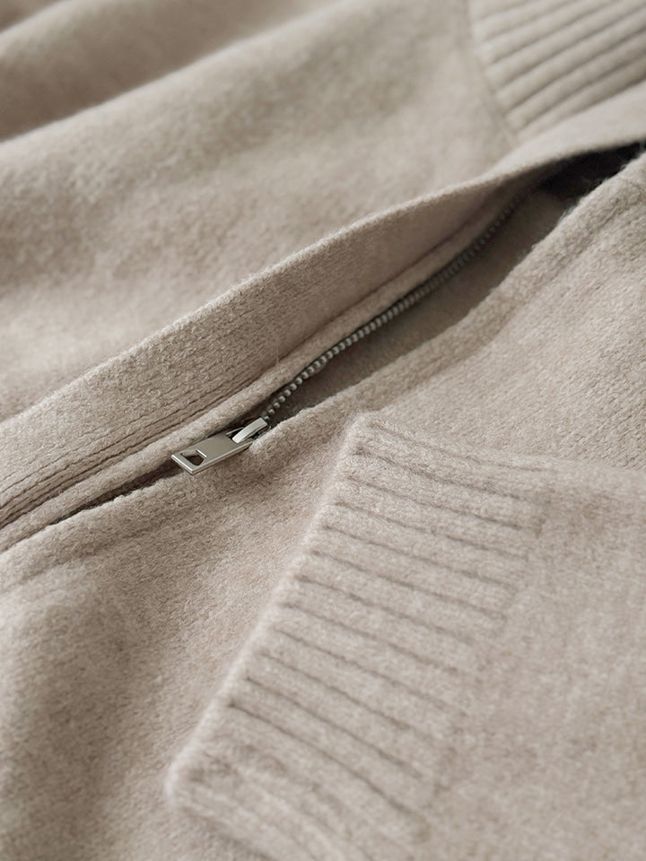 MINIMAL & MODERN HIDDEN-PLACKET KNIT ZIP-UP - 4 COLORS