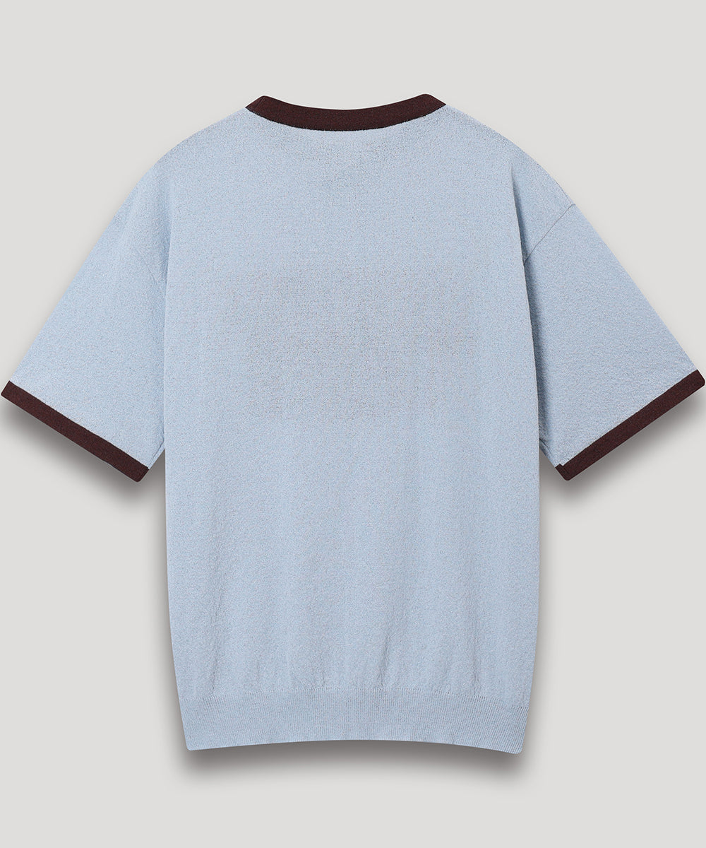 LETTERING SHORT SLEEVE COLOR BLOCK RINGER TEE - BLUE