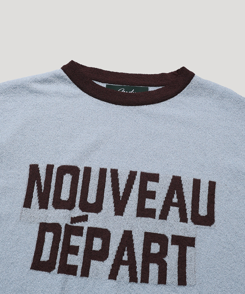 LETTERING SHORT SLEEVE COLOR BLOCK RINGER TEE - BLUE
