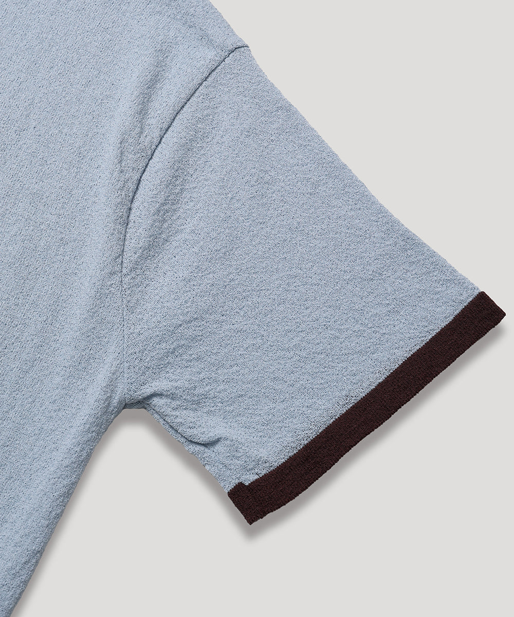 LETTERING SHORT SLEEVE COLOR BLOCK RINGER TEE - BLUE