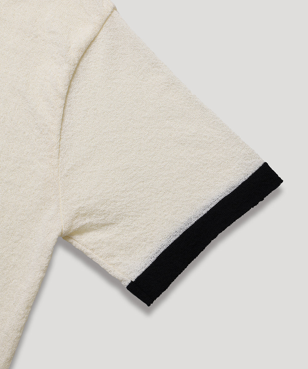 LETTERING SHORT SLEEVE COLOR BLOCK RINGER TEE - IVORY