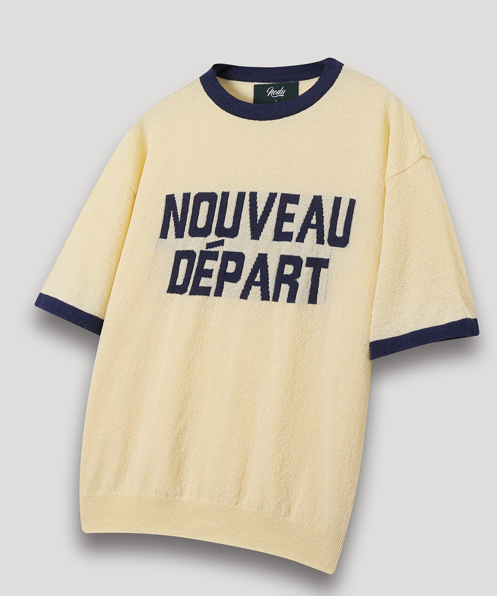 LETTERING SHORT SLEEVE COLOR BLOCK RINGER TEE - YELLOW