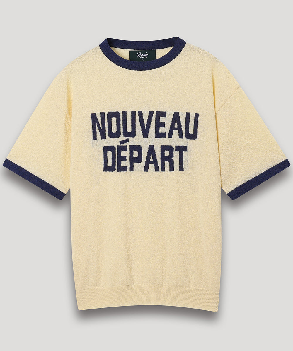 LETTERING SHORT SLEEVE COLOR BLOCK RINGER TEE - YELLOW