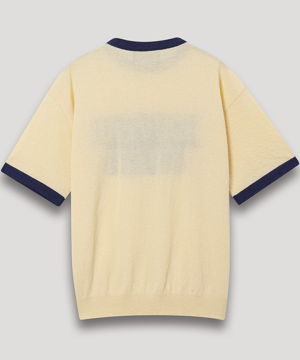 LETTERING SHORT SLEEVE COLOR BLOCK RINGER TEE - YELLOW