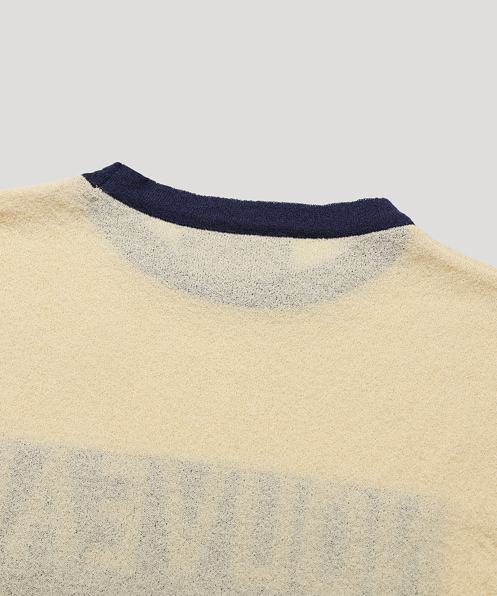 LETTERING SHORT SLEEVE COLOR BLOCK RINGER TEE - YELLOW