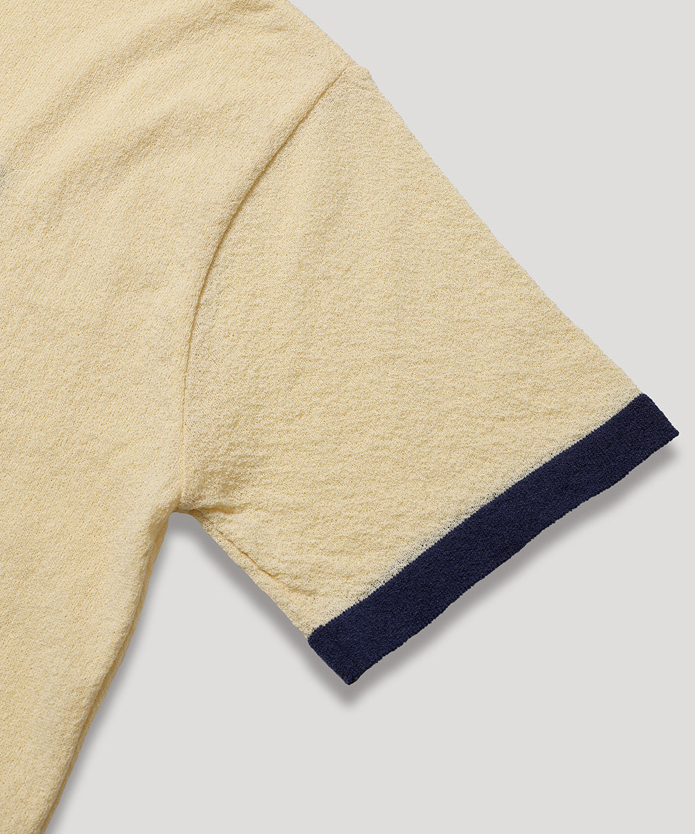 LETTERING SHORT SLEEVE COLOR BLOCK RINGER TEE - YELLOW