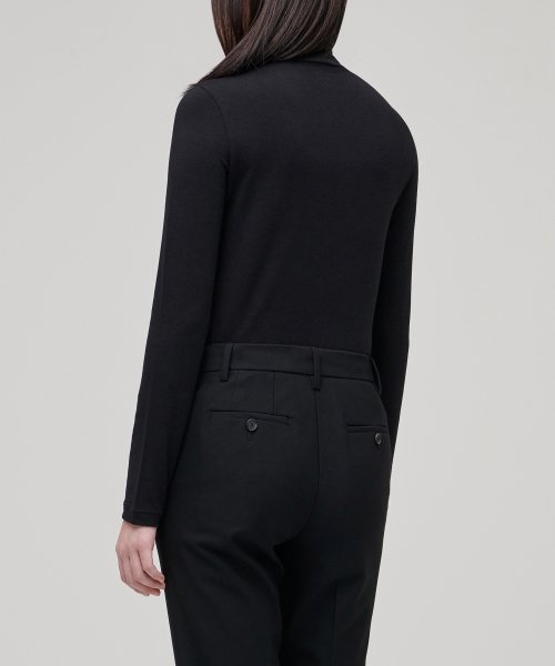 WOMENS TENCEL SLIM TURTLE NECK TEE #韓韶禧同款! - 16 COLORS BLACK