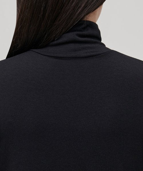 WOMENS TENCEL SLIM TURTLE NECK TEE #韓韶禧同款! - 16 COLORS BLACK