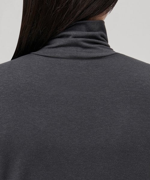 WOMENS TENCEL SLIM TURTLE NECK TEE #韓韶禧同款! - 16 COLORS DARK GREY