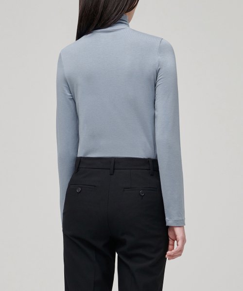 WOMENS TENCEL SLIM TURTLE NECK TEE #韓韶禧同款! - 16 COLORS GREY