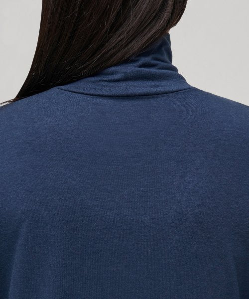 WOMENS TENCEL SLIM TURTLE NECK TEE #韓韶禧同款! - 16 COLORS NAVY