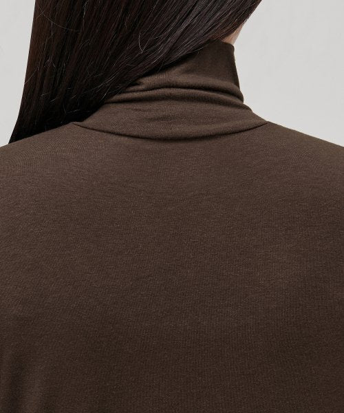 WOMENS TENCEL SLIM TURTLE NECK TEE #韓韶禧同款! - 16 COLORS BROWN