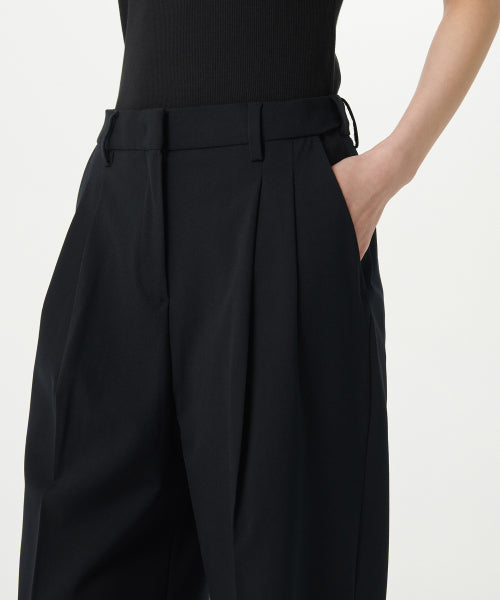 LIGHTWEIGHT HIGH WAIST WIDE BANDING SLACKS BLACK