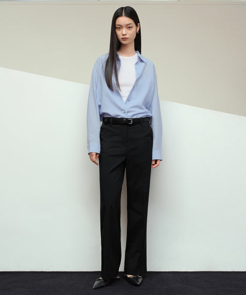 WIDE HIDDEN BANDING SLACKS - 2 COLORS BLACK
