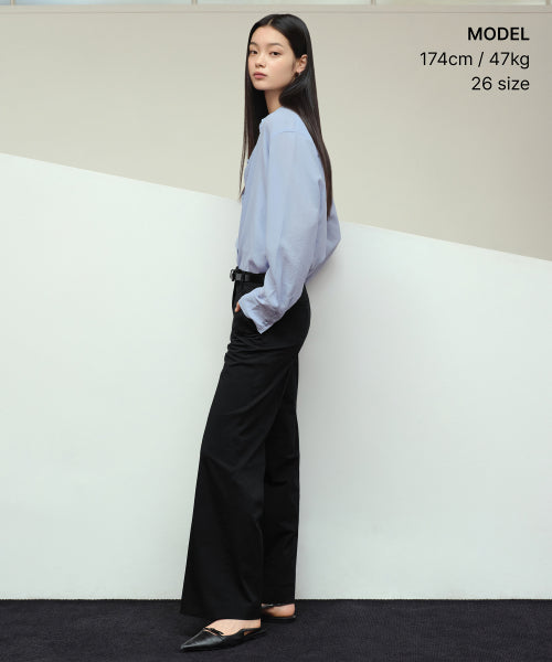WIDE HIDDEN BANDING SLACKS - 2 COLORS BLACK